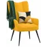 Zdjęcie produktu Musztardowy pikowany fotel wypoczynkowy - Verria.