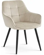 Beżowe krzesło welurowe z czarnymi nogami - Serimi w sklepie Edinos.pl