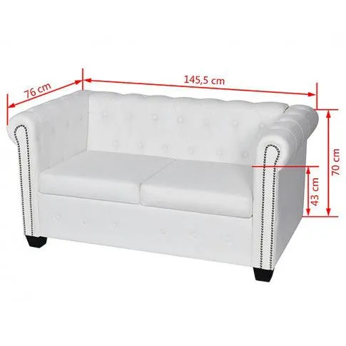 2-osobowa biała sofa Chesterfield Charlotte 2Q