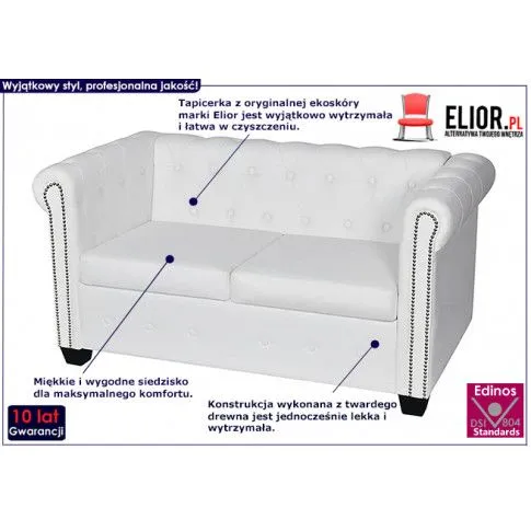 2-osobowa biała sofa Chesterfield Charlotte 2Q