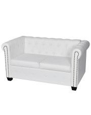 2-osobowa biała sofa w stylu Chesterfield - Charlotte 2Q w sklepie Edinos.pl