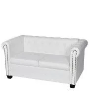 2-osobowa biała sofa w stylu Chesterfield - Charlotte 2Q