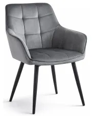 Ciemnoszare krzesło welurowe tapicerowane - Serimi w sklepie Edinos.pl