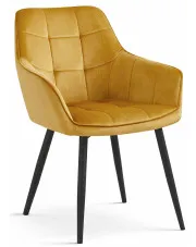 Żółte welurowe krzesło z podłokietnikami curry - Serimi w sklepie Edinos.pl