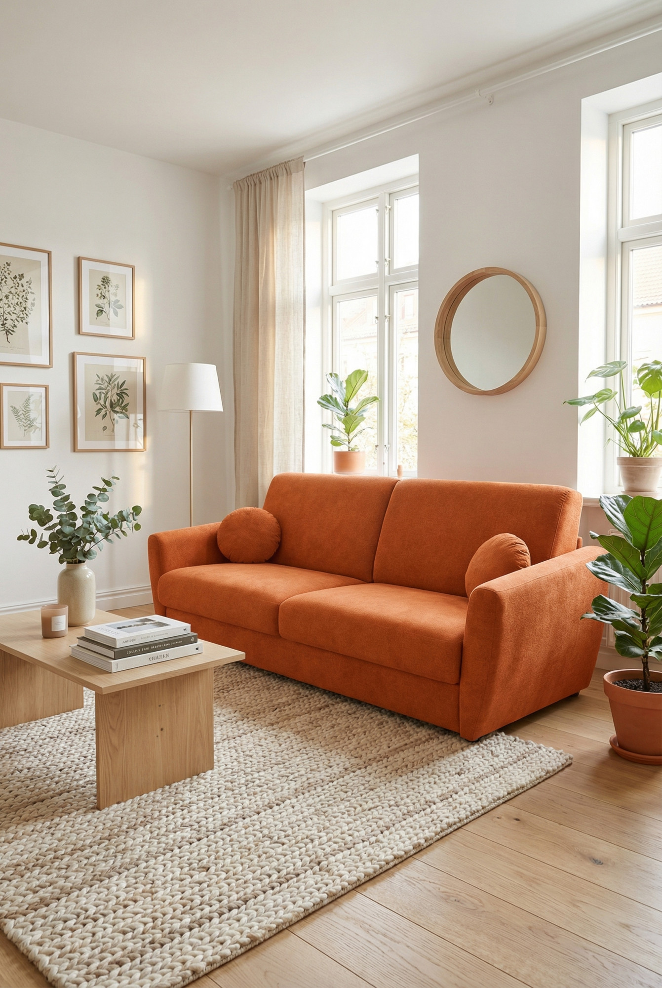 Wykorzystanie rudej wersalki Zafisa w nowoczesnym salonie