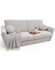 Jasnoszara sofa typu wersalka z poduszkami - Zafisa w sklepie Edinos.pl