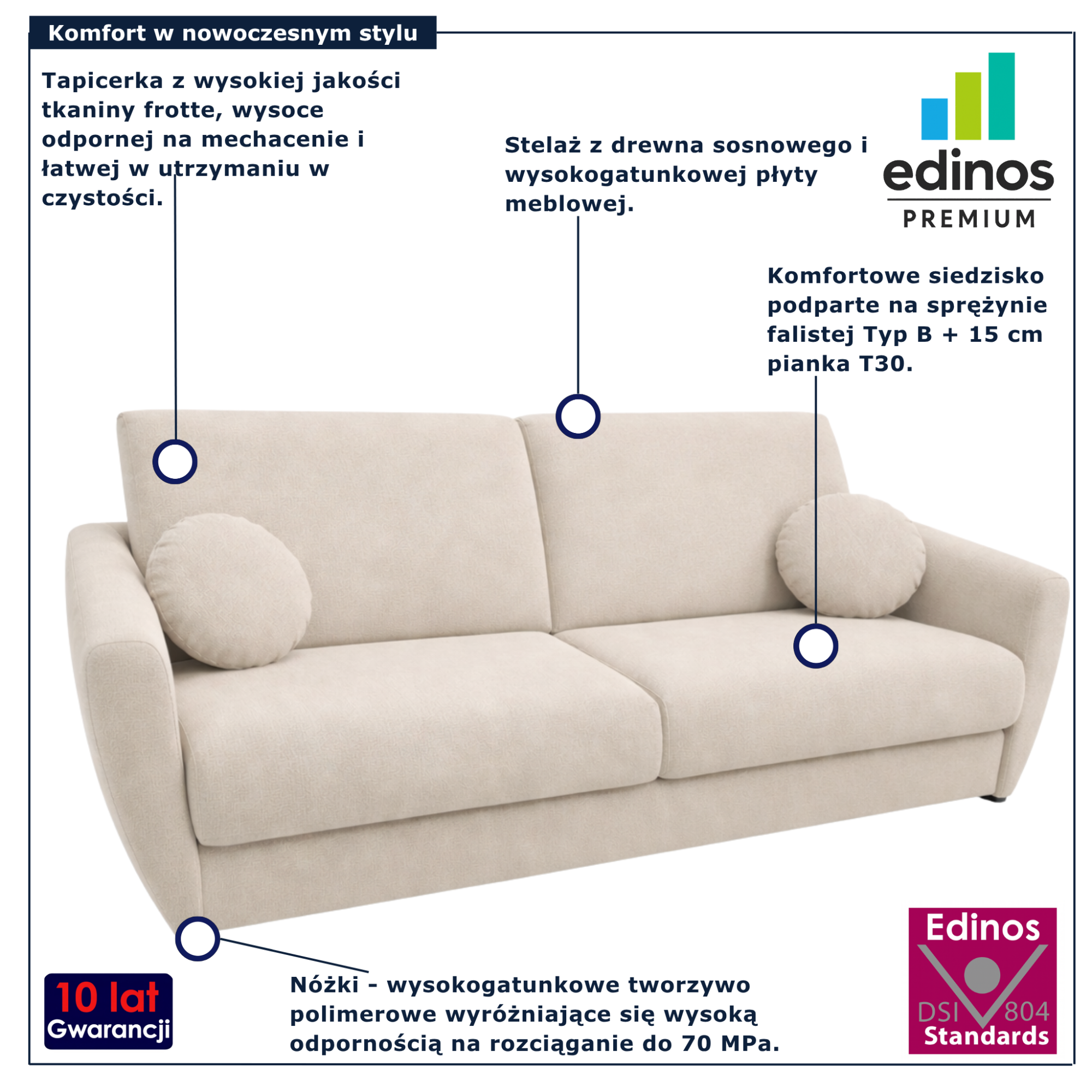 Wersalka z funkcją spania Zafisa złamana biel