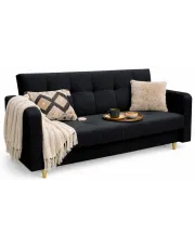 Czarna pluszowa wersalka pikowana - Pomiroz w sklepie Edinos.pl