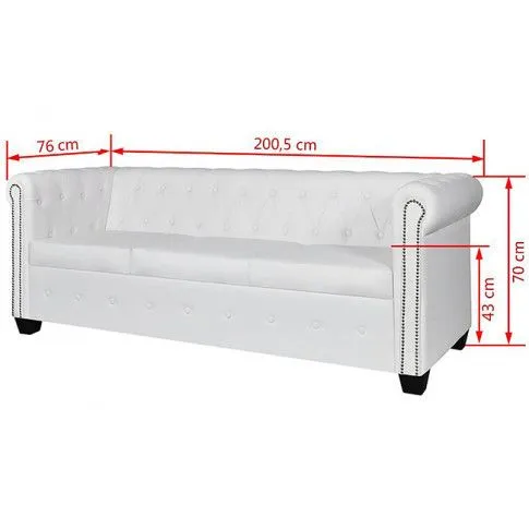 3-osobowa biała sofa Chesterfield Charlotte 3Q