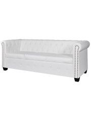 3-osobowa biała sofa w stylu Chesterfield - Charlotte 3Q w sklepie Edinos.pl