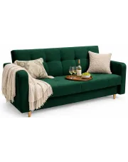 Ciemnozielona welurowa wersalka rozkładana - Pomiroz w sklepie Edinos.pl