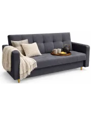 Stalowa welurowa kanapa rozkładana typu wersalka - Pomiroz w sklepie Edinos.pl