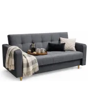 Szara wersalka pikowana pluszowa do salonu - Pomiroz w sklepie Edinos.pl