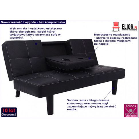 Zdjęcie czarna nowoczesna wielofunkcyjna sofa Alexis - sklep Edinos.pl