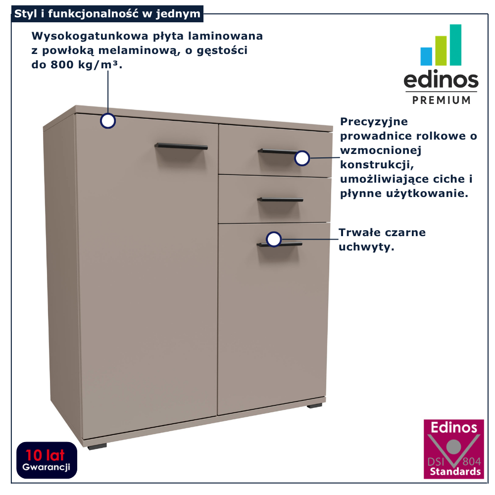 Komoda nowoczesna kaszmirowa Asendri 3X