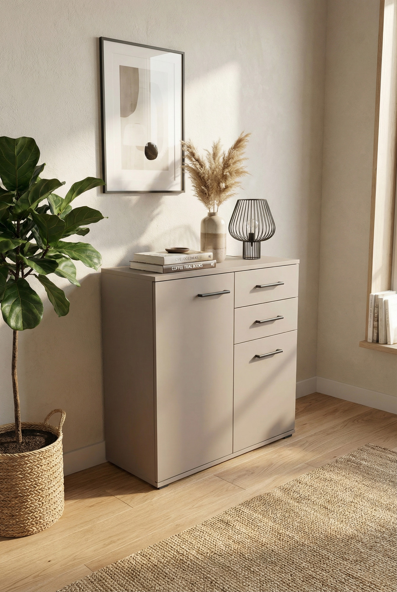 Wnętrze z wykorzystaniem komody kaszmirowej Asendri 3X