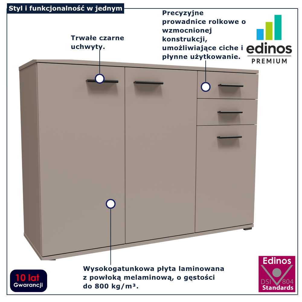 Kaszmirowa komoda 100 cm na ubrania Asendri 4X