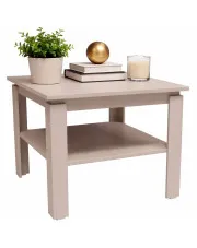 Kaszmirowy kwadratowy stolik kawowy z półką - Asendri 11X w sklepie Edinos.pl