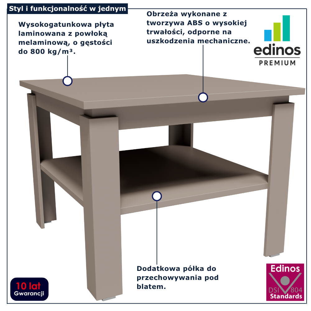 Mały kwadratowy stolik kawowy Asendri 11X kaszmir