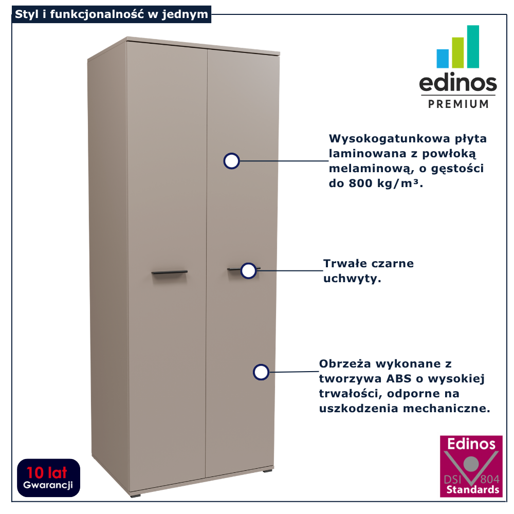 Dwudrzwiowa szafa do salonu z drążkiem kaszmir Asendri 13X