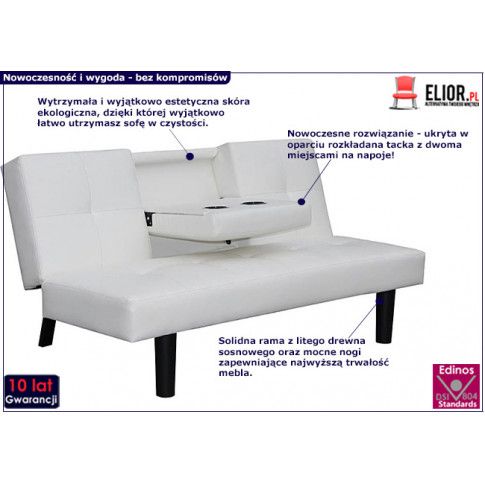 Zdjęcie biała nowoczesna wielofunkcyjna sofa Alexis - sklep Edinos.pl