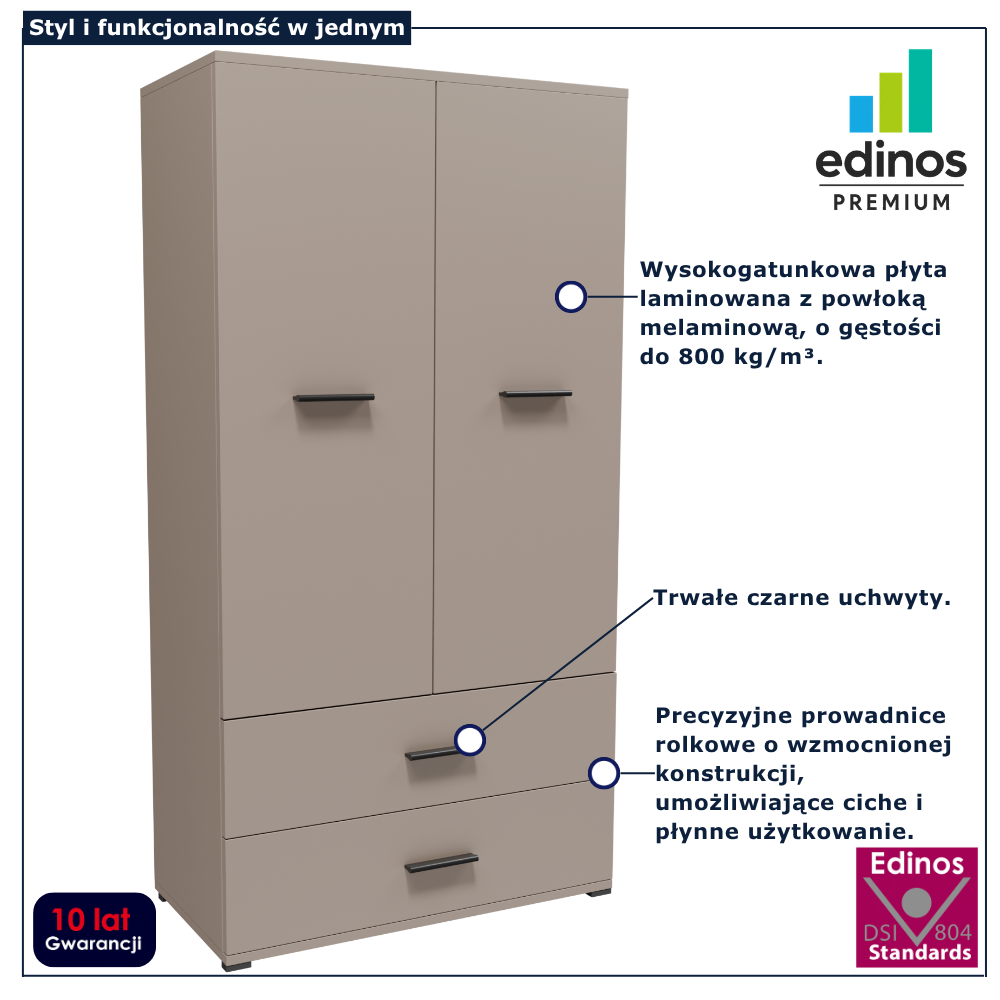 Szafa z półkami i szufladami Asendri 14X kaszmir