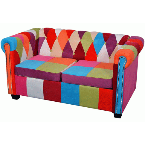 Zdjęcie produktu Sofa patchwork chesterfield Triss - dwuosobowa.