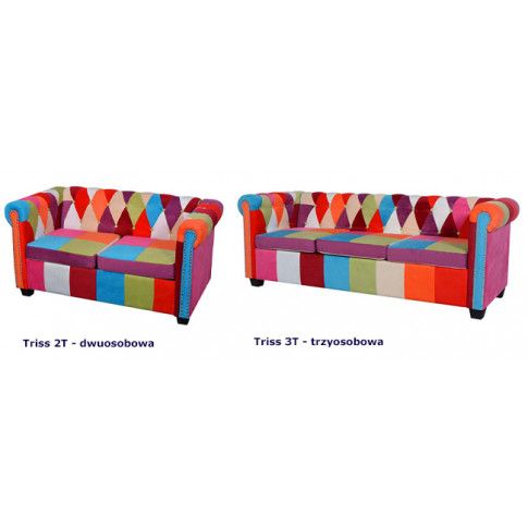 Szczegółowe zdjęcie nr 6 produktu Sofa patchwork chesterfield Triss - dwuosobowa