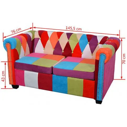 Szczegółowe zdjęcie nr 7 produktu Sofa patchwork chesterfield Triss - dwuosobowa