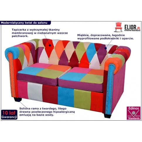Zdjęcie dwuosobowa wielobarwna sofa pikowana Mirano | Edinos.pl