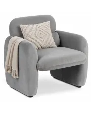 Szary welurowy fotel nowoczesny z podłokietnikami - Etilion 4X w sklepie Edinos.pl