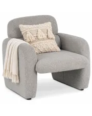 Szary fotel tapicerowany tkaniną boucle - Etilion 5X w sklepie Edinos.pl
