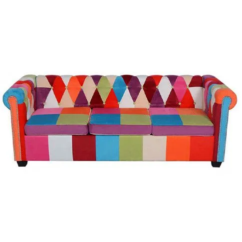 Fotografia Sofa patchwork w stylu chesterfield Marcha - trzyosobowa z kategorii Salon