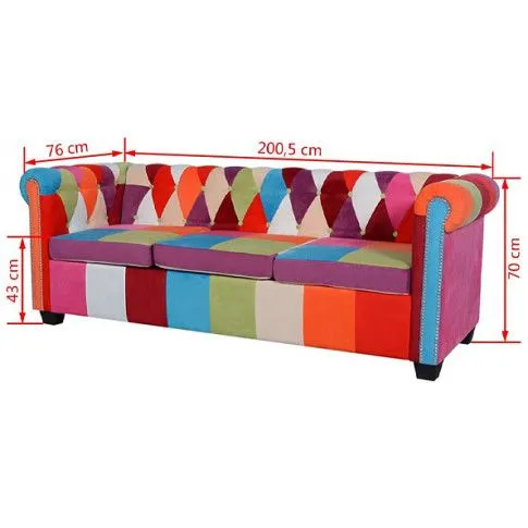 Szczegółowe zdjęcie nr 4 produktu Sofa patchwork w stylu chesterfield Marcha - trzyosobowa