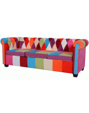Sofa patchwork w stylu chesterfield Triss - trzyosobowa w sklepie Edinos.pl