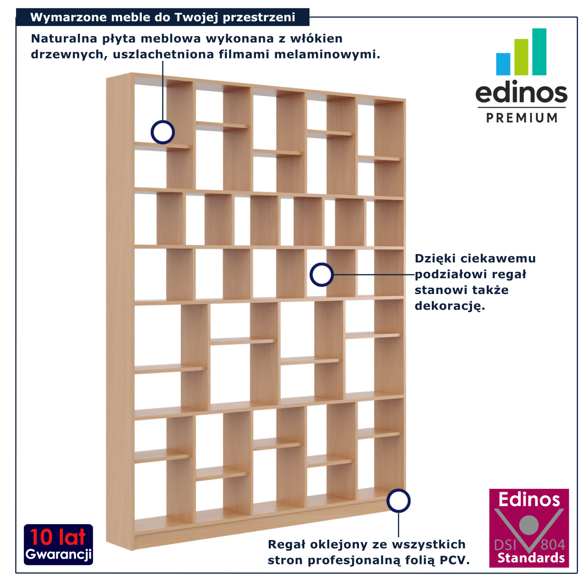 Duży regał biblioteczka Epozio buk