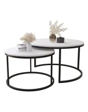 Zestaw białych okrągłych stolików kawowych - Averdiq 3X w sklepie Edinos.pl