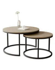 Zestaw okrągłych stolików dąb cremona - Averdiq 3X w sklepie Edinos.pl