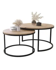 Zestaw dwóch stolików kawowych dąb artisan - Averdiq 3X w sklepie Edinos.pl