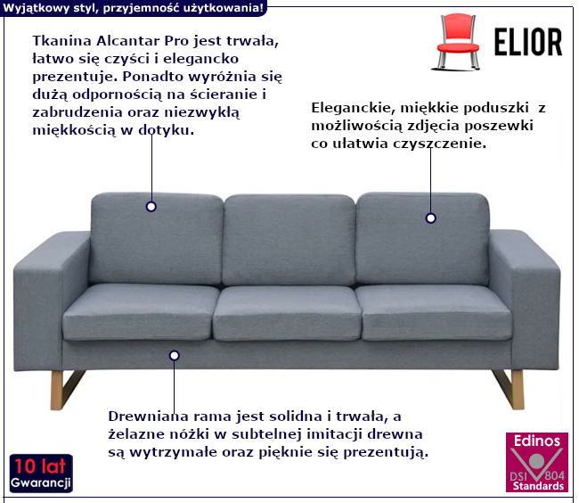 Elegancka sofa do salonu Drofas