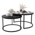 Zestaw czarnych okrągłych stolików kawowych z dekorem - Averdiq 3X