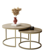 Komplet 2 stolików kawowych dąb cremona - Azer 5X w sklepie Edinos.pl