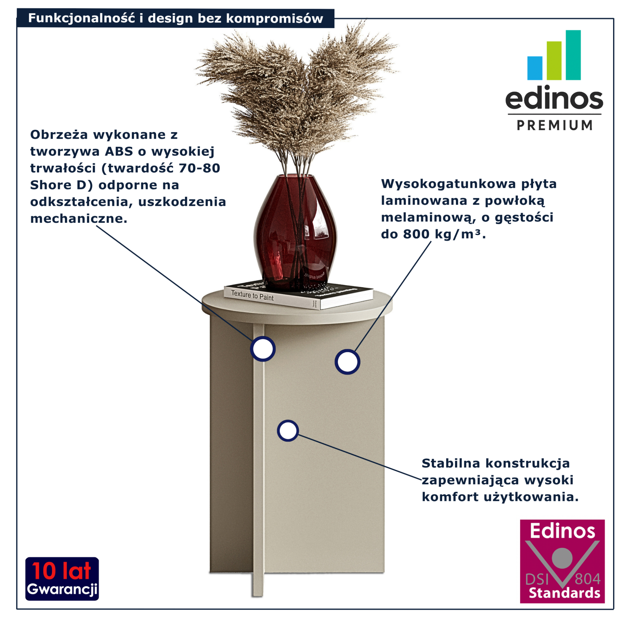 Kaszmirowy minimalistyczny stolik Velmoris