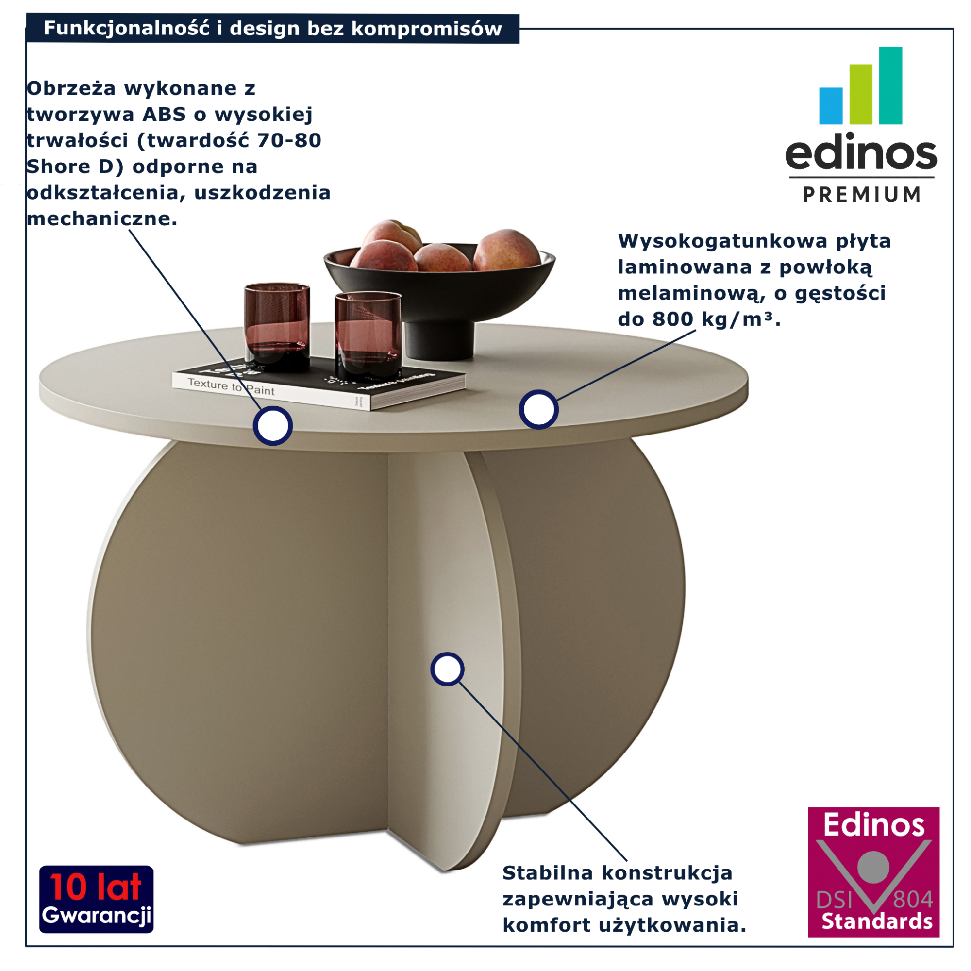 Kaszmirowy minimalistyczny stolik Orbello