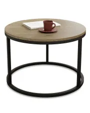 Nowoczesny okrągły stolik kawowy dąb cremona - Univ 3X w sklepie Edinos.pl