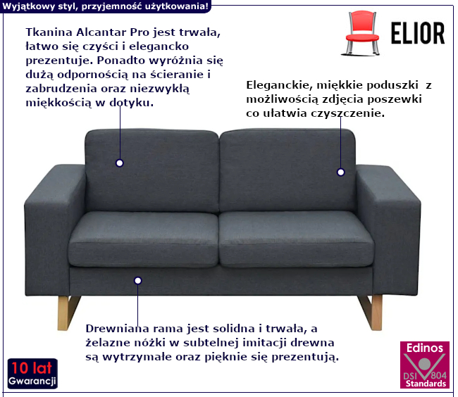 Elegancka sofa do salonu Drofas