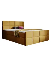 Musztardowe pikowane łóżko tapicerowane 5 rozmiarów - Valmerio w sklepie Edinos.pl