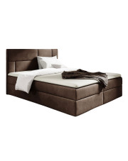 Brązowe łóżko z pojemnikiem na pościel 5 rozmiarów - Orellis w sklepie Edinos.pl