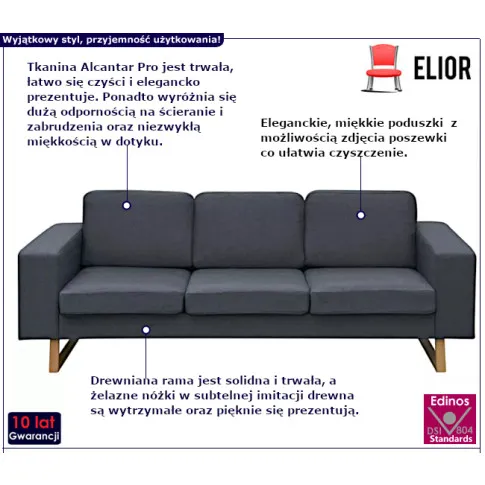 Megro ciemnoszara sofa do salonu