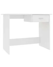 Białe proste biurko z szufladą do pracy - Mirden w sklepie Edinos.pl